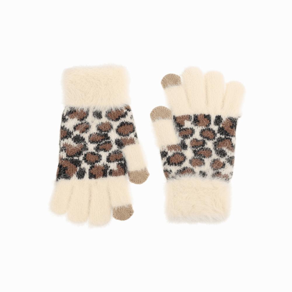 Touch Screen Warm Gloves Leopard Print Student Gloves Warm Skiing Gloves Outdoor Cycling