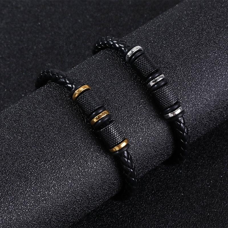 1pc Fashion Beaded Magnetic Clasp Bracelet Fashion Men's Retro Punk Woven Leather Bracelet Festival Gift Jewelry Bracelet Popular  Delicate Jewelry