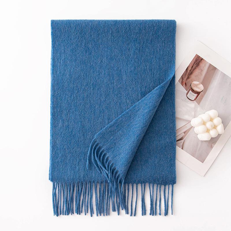 Autumn and Winter New Solid Color Scarf for Women Versatile Neck Scarf Thickened Warm Shawl Simple Tassel