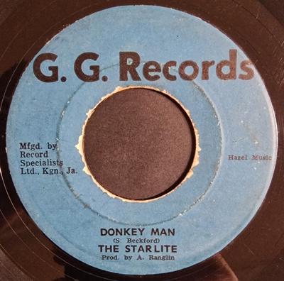 7-дюймовая пластинка STARLITES - Donkey Man none GG's Records Ямайка Регги, Ска и Даб Б/У
