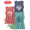 Three-piece set Elegant vest for women Outdoor mountain-themed printed round-neck women's tank top suitable for spring and summer Fashionable tops