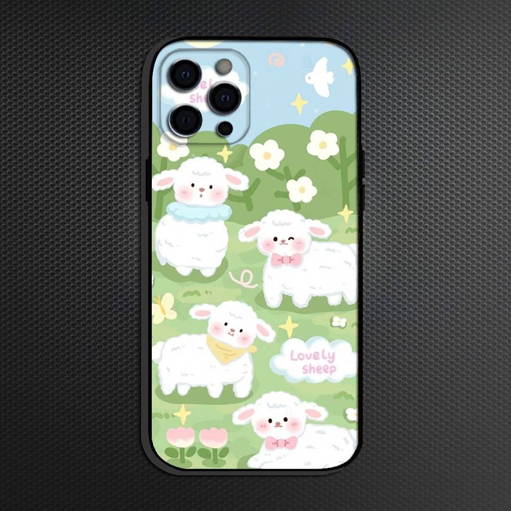 Чехол для телефона "Маленькая овечка" для iPhone 16,15,14,13,12,11 Plus,Pro Max, Другие Мягкий Черный Чехол