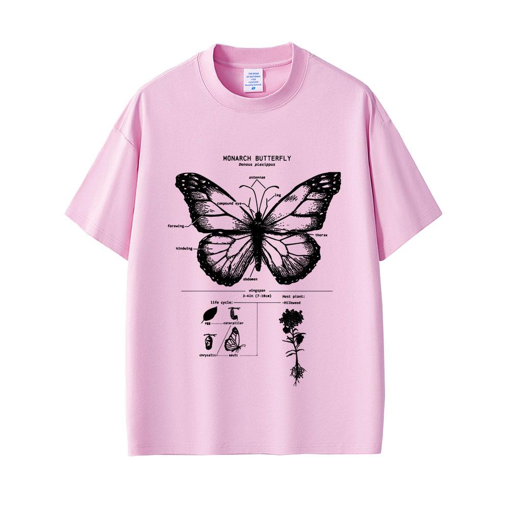 Monarch Butterfly Anatomy Graphic Tshirt Men Women Casual Oversized Funny Tshirt Unisex Fashion Vintage Short Sleeve T Shirts
