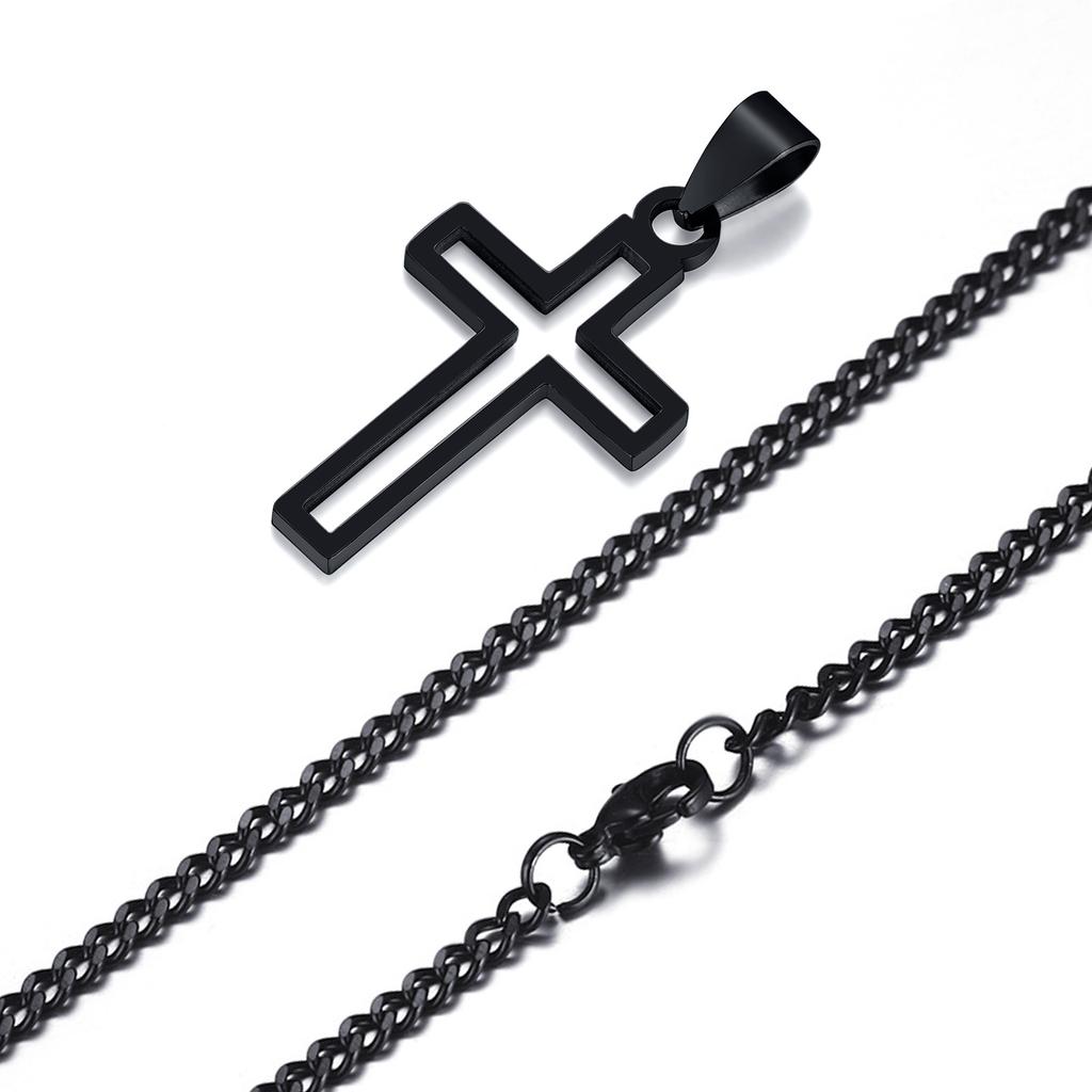Повседневные полые necklaces с крестом для мужчин и мальчиков, водонепроницаемый кулон-крест из нержавеющей стали, религиозные украшения для веры и молитвы, подарок