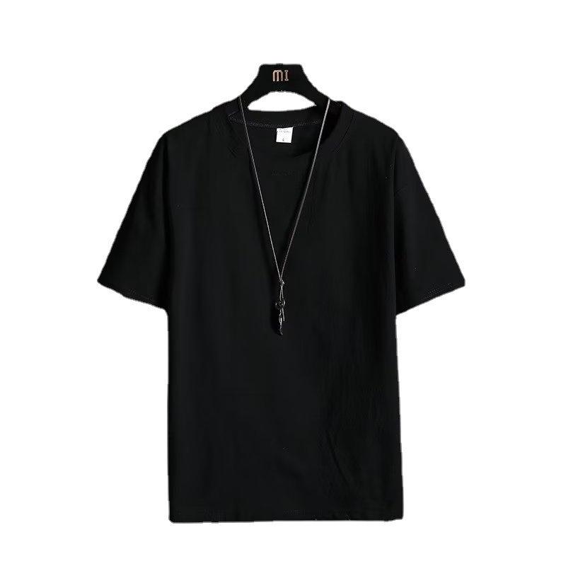 Мужская летняя модная свободная однотонная футболка из хлопка и льна с короткими рукавами