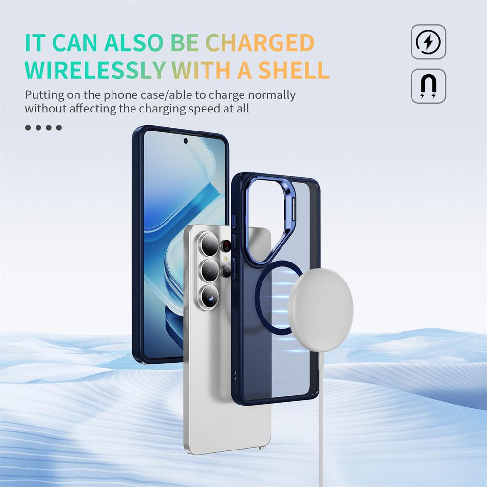 Invisible Lens Holder For Magsafe Translucent Phone Case For Samsung S26 S25 Edge FE S24 Ultra Plus Wireless Charge Matte Cover