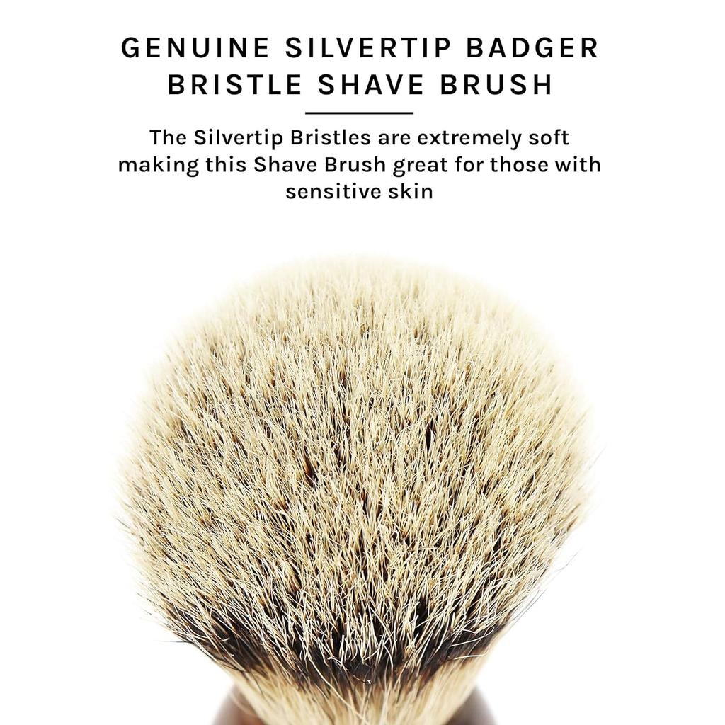 Parker Faux Horn Handle Silver Tip Badger Hair Shaving Brush with Stand Shaving Barber HHST 100% Men's [Item]