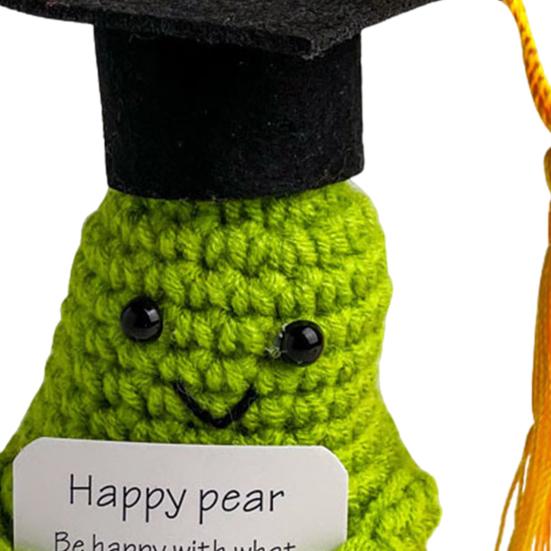 Позитивная вязаная крючком выпускная лягушка-груша с ободряющей карточкой, эмоциональная поддержка, вязание ручной работы, фруктовая игрушка-животное, кукла для детей, взрослых, пара, подарок