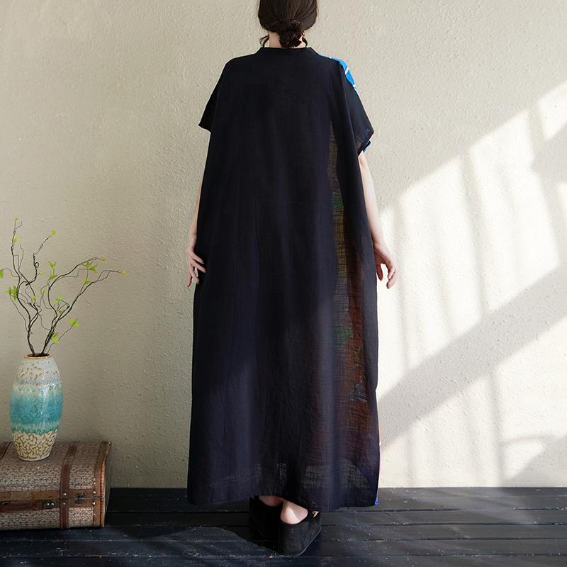 DIMANAF 2025 Летнее женское платье больших размеров Свободное платье с принтом Карманное элегантное базовое винтажное повседневное макси-платье