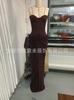 SDM111 temperament Spice girl tube top long dress with fish bone in one hand recommended brown