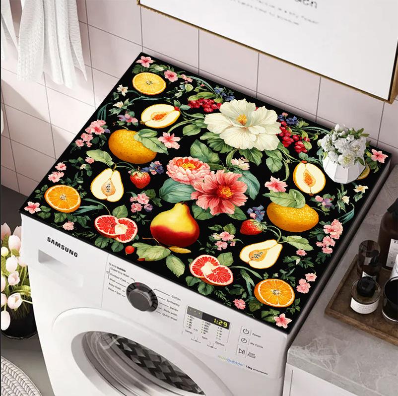 Синяя бабочка и ромашка Впитывающий нескользящий коврик для сушки посуды, пылезащитный чехол-накладка для стиральной машины, коврик для кухни, прачечной