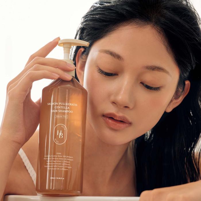 HEVE BLUE Шампунь для волос с экстрактом центеллы и лосося 500 мл