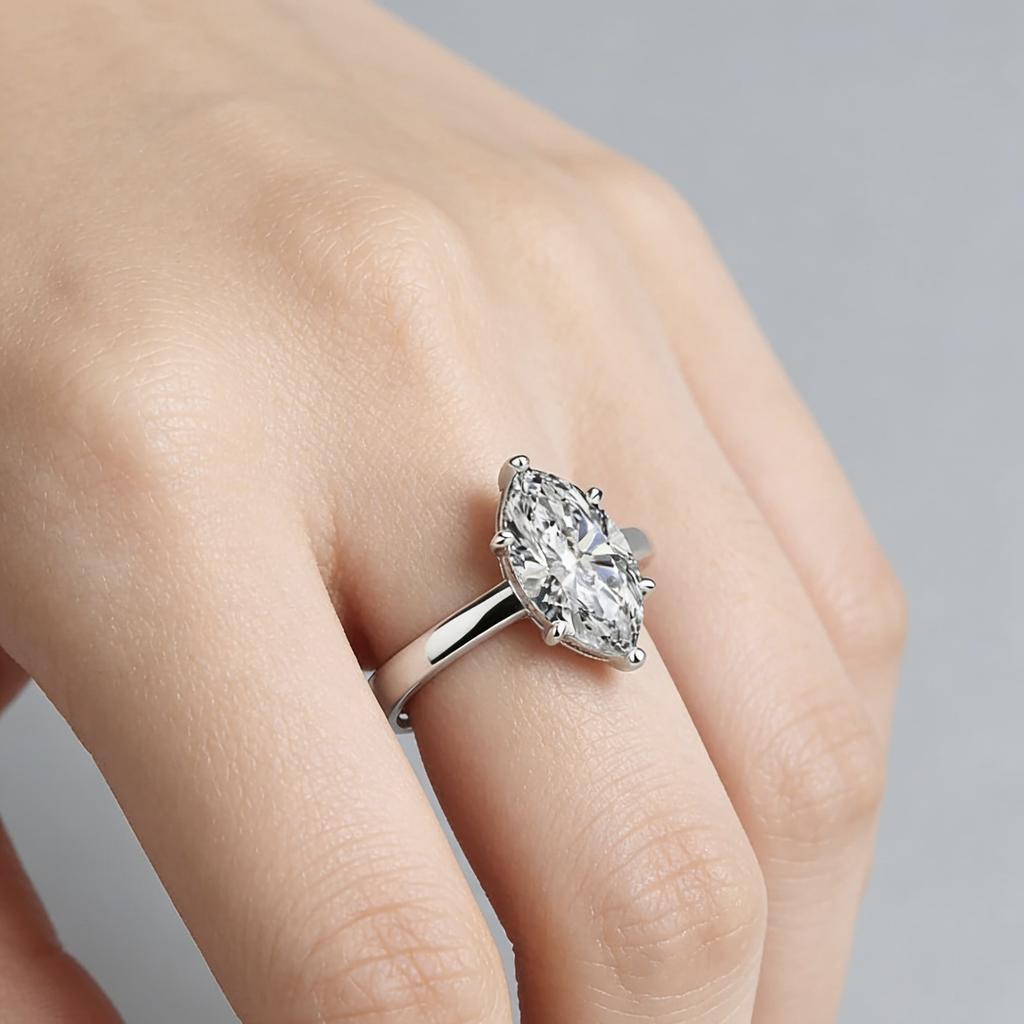 Silver New Fashion Design Marquise Cubic Zirconia Set Rings for Women Modern Trend Bridal Wedding Sparkling Jewelry