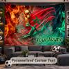 Morocco Football Personalized Tapestry Support Custom Name, Wall Art Home Decoration