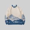 Men's Loose Fit Tie-Dye Snow Mountain Sweater: Autumn/Winter Knit, Trendy Round-Neck, Long-Sleeve, Hong Kong Style.
