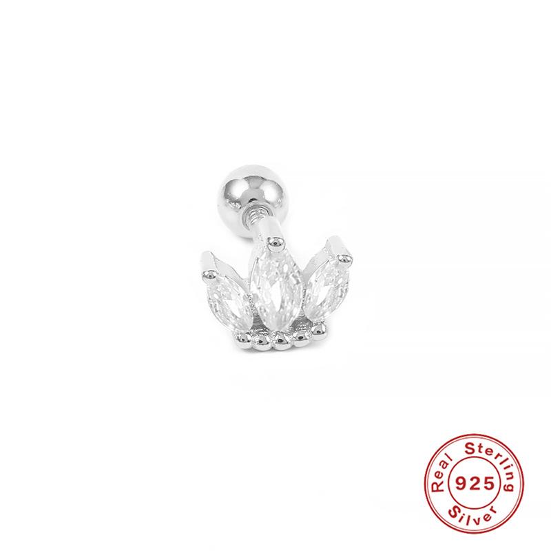 Серьги-гвоздики с маленькой короной и бриллиантовой нитью из стерлингового серебра 925 пробы, самые продаваемые трендовые гвоздики для ушных косточек