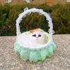 Реалистичная игрушка для кошек со звуком, портативная кружевная корзина с цветами, имитация искусственного меха, модель котенка, украшение, украшение для детей, любителей домашних животных, подарок на день рождения