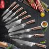 Stainless Steel Laser Grain Chef's Knife Color Wood Handle Imitation Damascus Kitchen Knife Japanese Santoku Bone Cutter Bread Fruit Knife