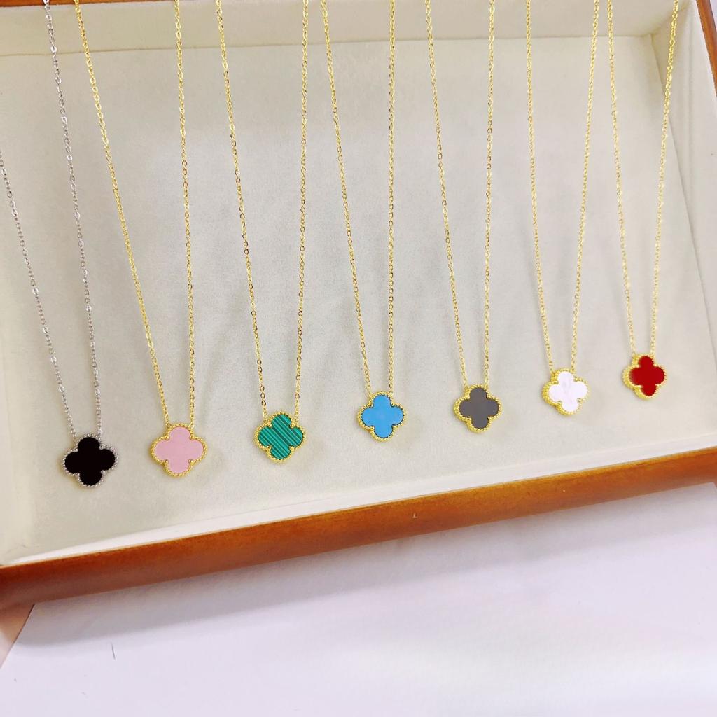 Ожерелье 'Счастливый четырехлистный клевер' 15 мм Двустороннее, не выцветающее, модная бижутерия