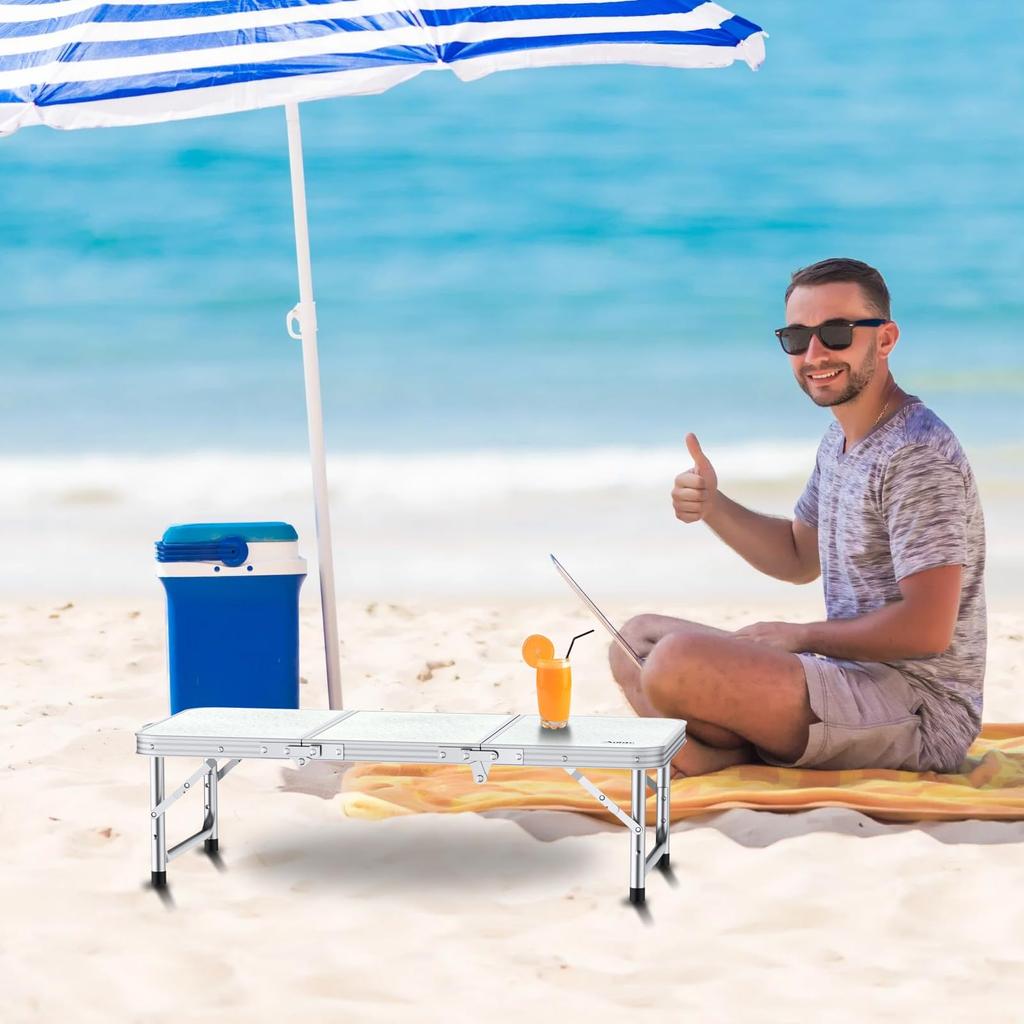 Anbte Кемпинг складной 90см x 40см 3 Регулируемая высота алюминиевый складной стол Кемпинговый стол Портативный стол для пикника Стол с сеткой для хранения и сумкой для