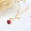 European and American Fashion Personality Temperament Red Rose Pendant Necklace Women's Simple and Creative Oil Drop Necklace