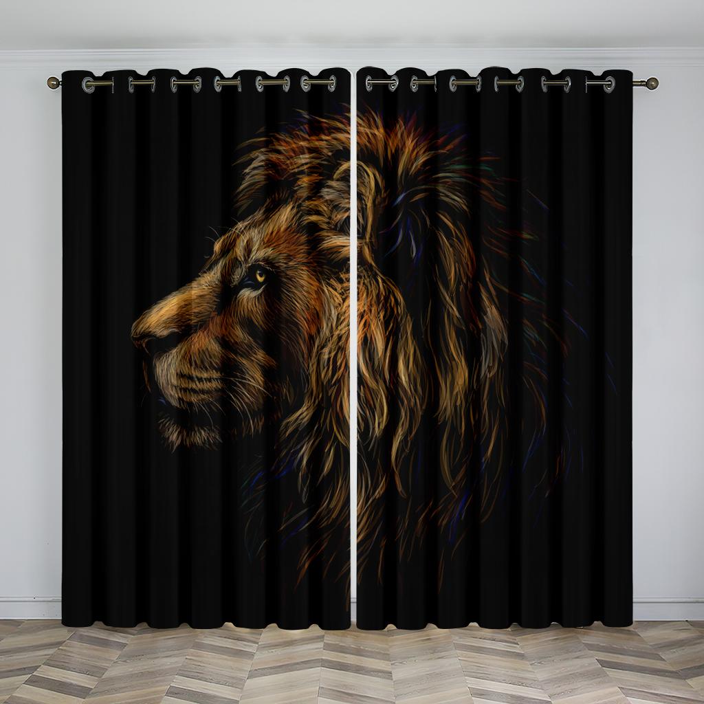 Wild Lion Animal Free Shipping Window Curtains Blinds For Living Room Kid's Bedroom Bathroom Kicthen Office Door Home Decor2Pcs