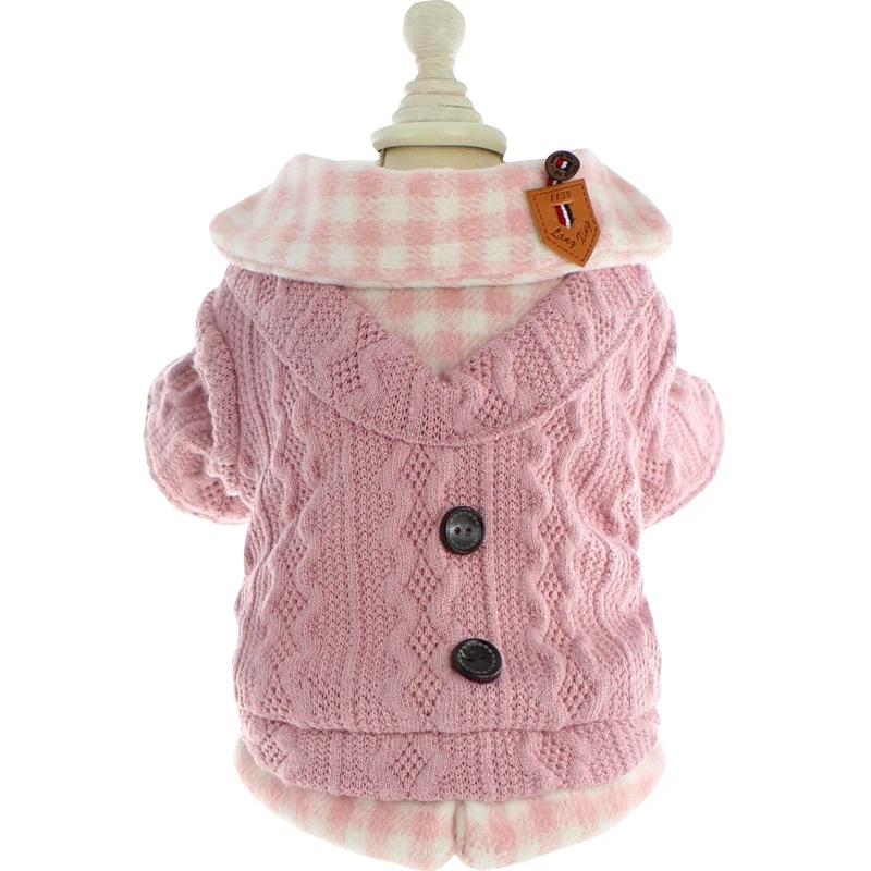 Soft Warm Dog Winter Clothes Button Sweater Pet Wool Shirt for Puppy Cat Teddy Chihuahua Pug - Autumn Winter Clothing