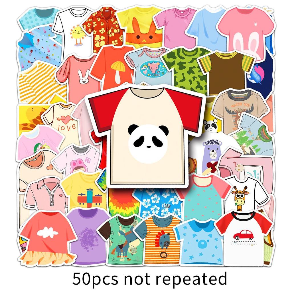 50 Cute Cartoon T-Shirt Graffiti Stickers: Summer Decoration for Water Bottles, Computers, and DIY Projects.