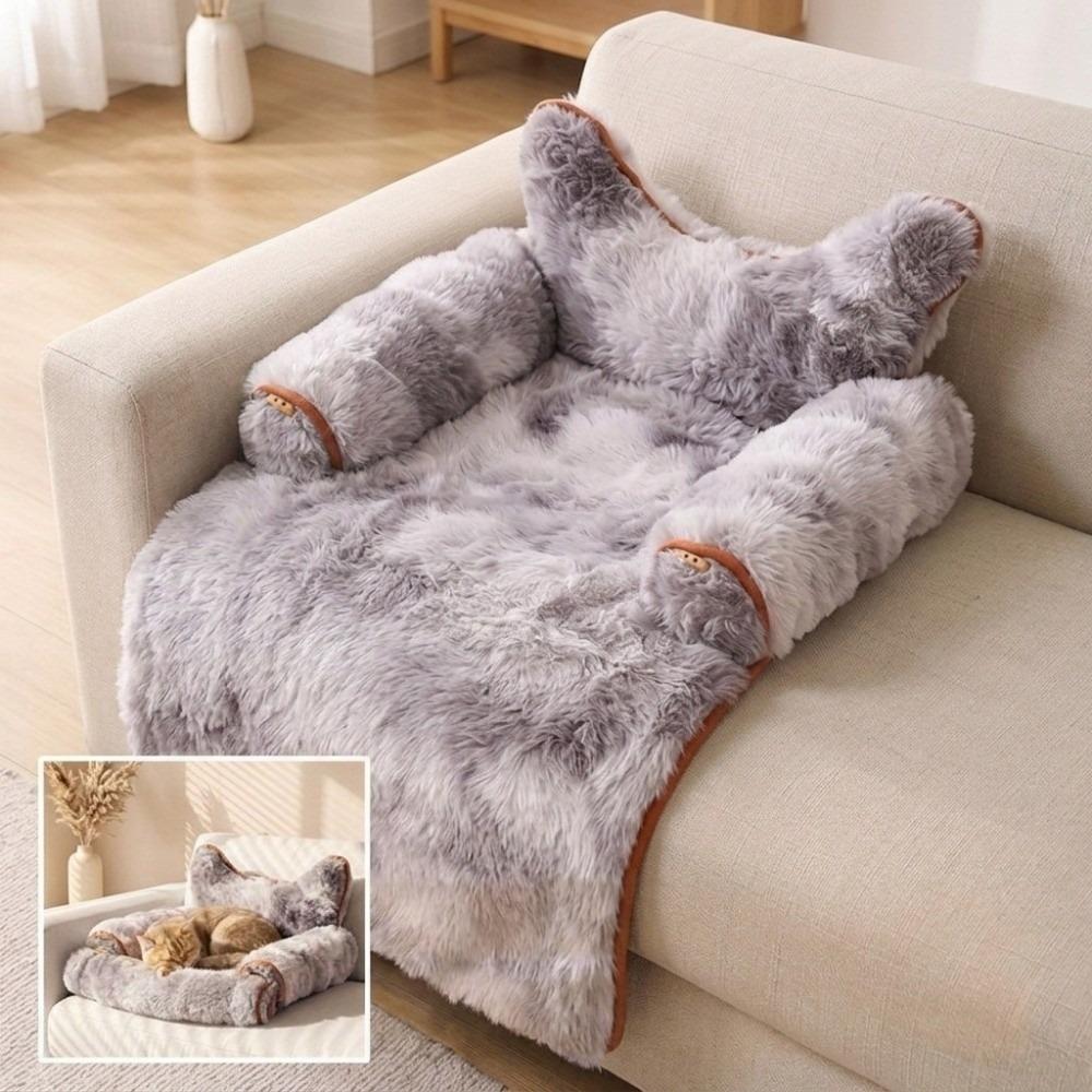 Non-Slip Winter Warm Cat Nest With Pillow Cozy Cat Bed Washable Dog Sofa Cushion Living Room