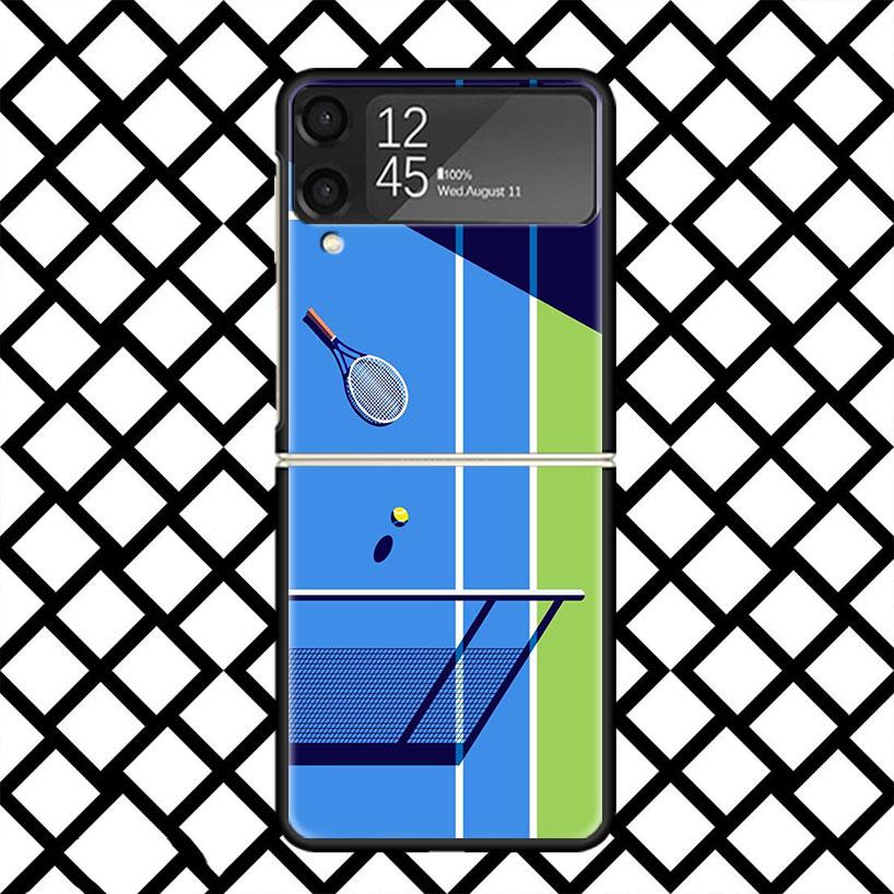 Tennis Sport Phone Case For Samsung Z Flip 7 6 5 4 3 Galaxy ZFLIP7 ZFlip6 5G Flip5 Flip4 Flip3 5g Black Hard Cover