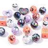 10pcs/lot Halloween Series Printed Beads Colorful Loose Round Heart Shape Acrylic Beads For DIY Charms Bracelet Necklace Jewelry