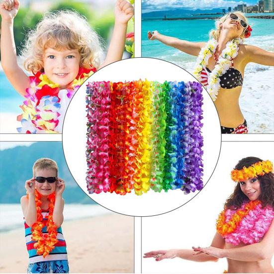 24 шт. гавайские леи из искусственного шелка, ожерелье с цветком, тропическая вечеринка, пляжный танец, леи, день рождения, вечеринка у бассейна