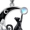Cat Moon Necklace Black Cat Moonstone Necklace for Women Gothic Jewelry Gift for Mother's Day Anniversary