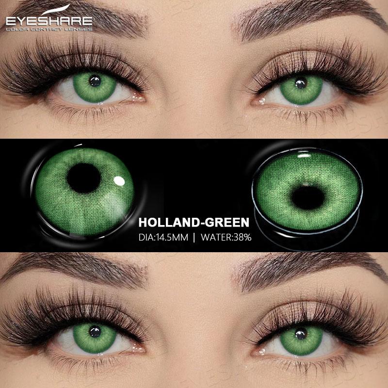 1 пара цветных контактных линз для глаз, натуральные контактные линзы, модные линзы, голубые контактные линзы, зеленые линзы для глаз, годовые