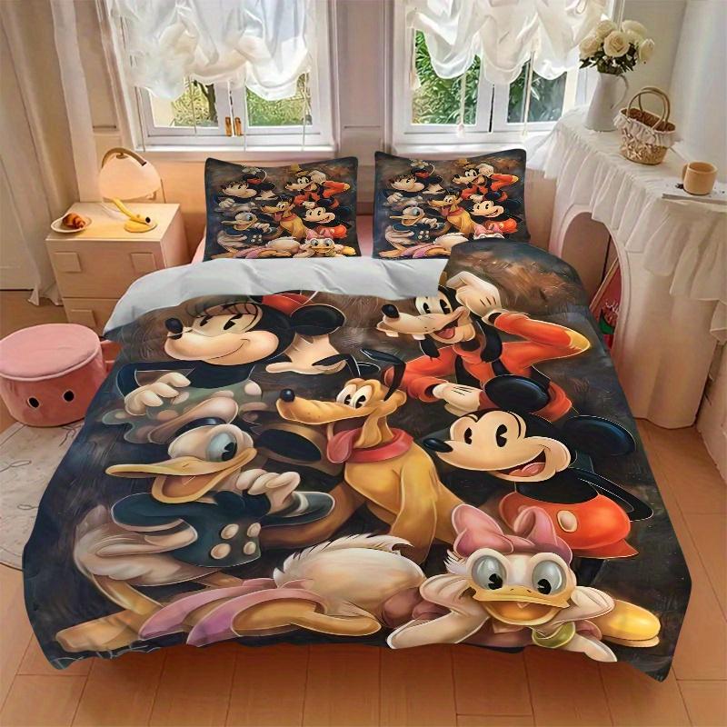3pcs Art Daisy and Donald Duck Design Quilt Cover Set - Soft and Cozy Bedroom, Guest Room and Dorm Decorative Bedding 3-Piece Set 1 Quilt Cover +
