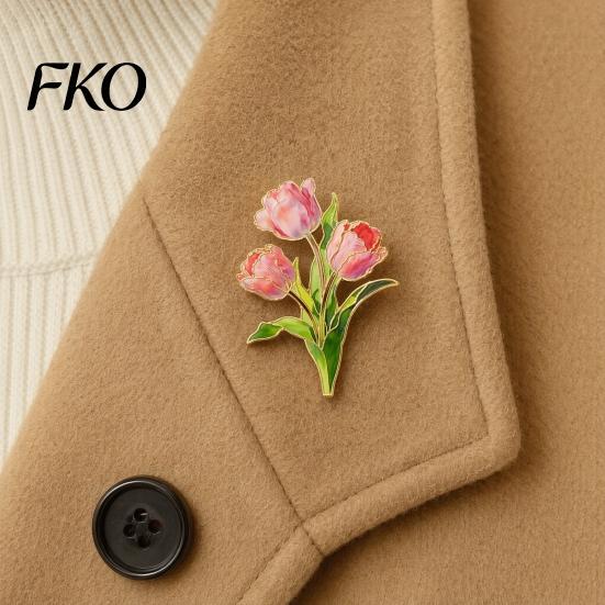 Smooth Edge Brooch Pin, Enamel Flower Design with Edges, Long-lasting Lightweight Zinc Alloy Badge for Jackets Scarves Bags Gift Exquisite Shape