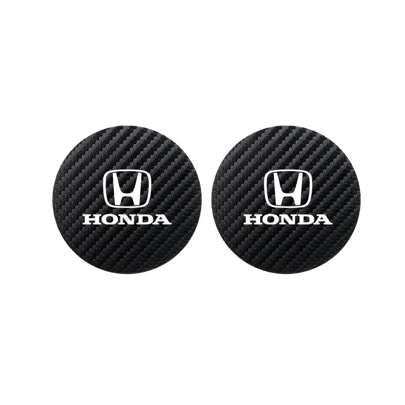 kymcz10 2Pcs Car Water Cup Pad Leather Sound Insulation Mat For Honda Civic Accord Crosstour Spirior Odyssey Avancier UR-V Sienna CR-Z
