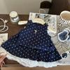 2025 Summer Girls' Korean-Style Cartoon Vest & Polka Dot Skort Set
