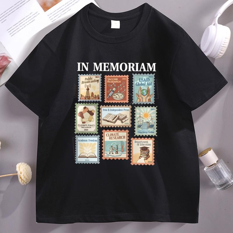 In Memoriam Stamps Women Unisex TShirt 2026 Pro Democracy TShirt Casual Cotton Short Sleeve Graphic Tees Streetwear Clothing Tops