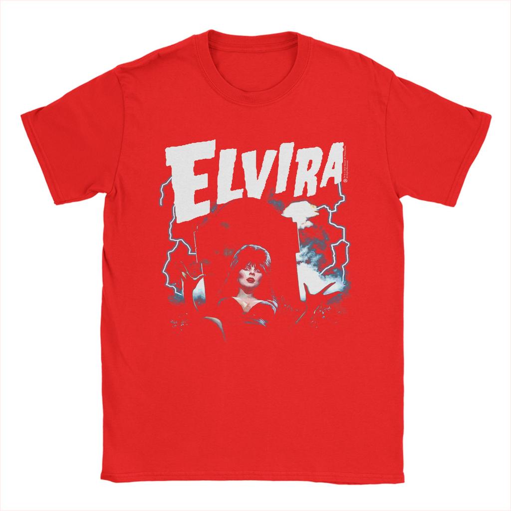 Elvira Mistress of The Dark Grave and Lightning Unisex TShirt Vintage Tees Short Sleeve Crewneck TShirts Cotton Plus Size Clothes