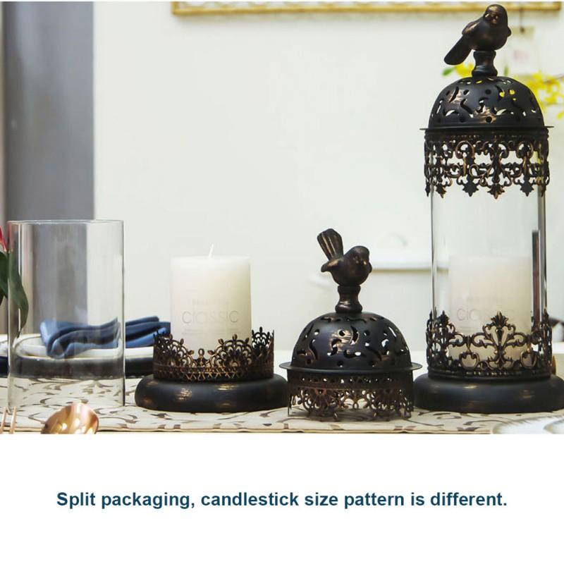 Подставка для подсвечника в виде железной клетки для птиц, подсвечник в марокканском стиле со стеклянной крышкой, фонарь, настольные украшения