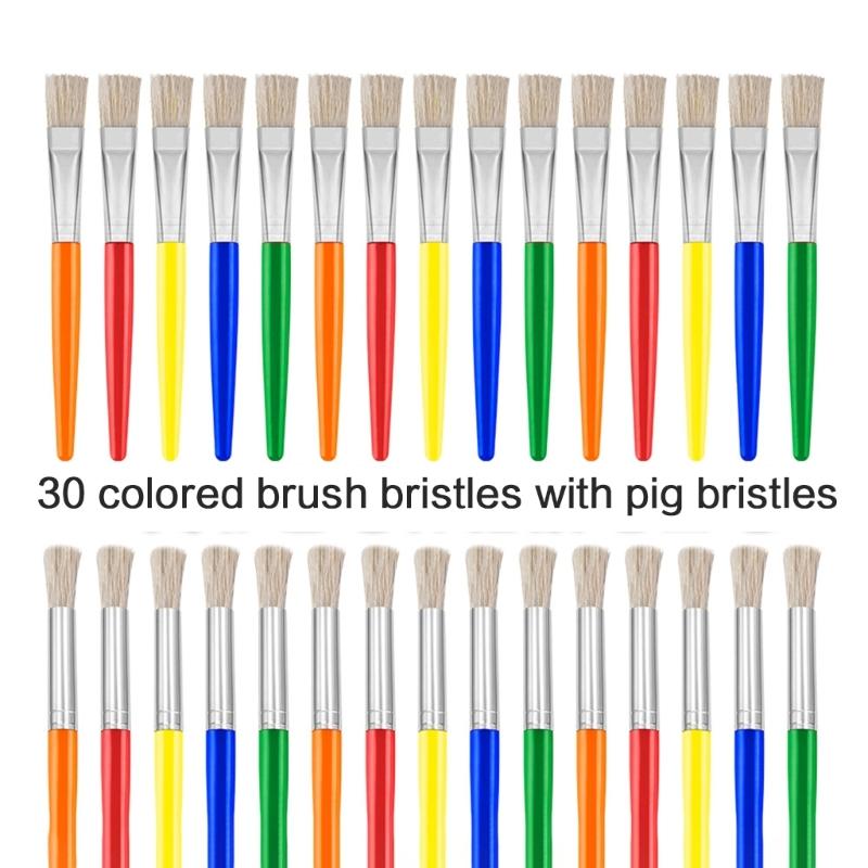 10/12/24/30 шт. Детские кисти для рисования, цветные кисти для художника, начинающего, для масла, акрила, акварели, для росписи камней, холста