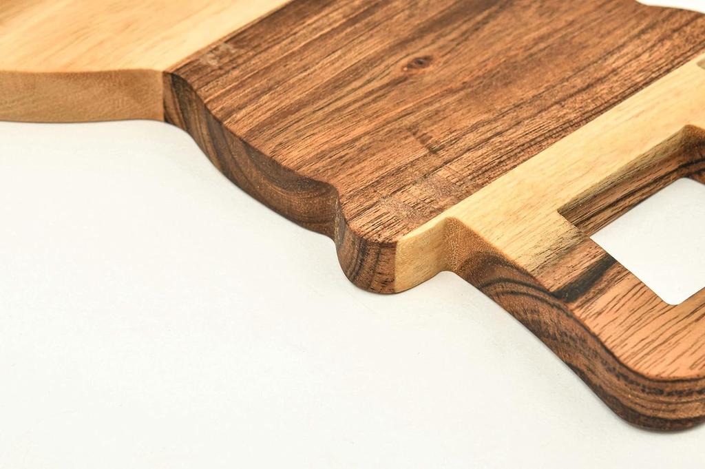 Organic Acacia Wood Chopping Cutting Butcher Block Board for Kitchen, Cheese, Meat, Vegetables, Fruit and Salad (Santa Board 14"L X 12"W)