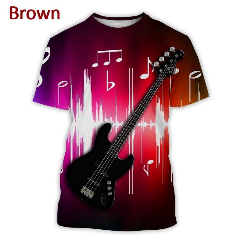 Летняя мода Музыкальные инструменты Бас-гитара Футболка с 3D-печатью Персонализированные хип-хоп уличные мужские трендовые повседневные футболки в стиле Харадзюку