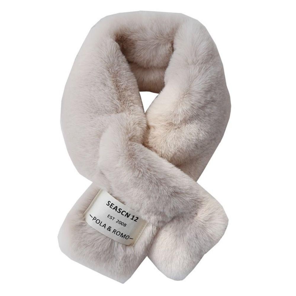 Thickened Cross Scarf Plush Faux Rabbit Fur Scarf Winter Warm Neck Scarf Autumn Winter