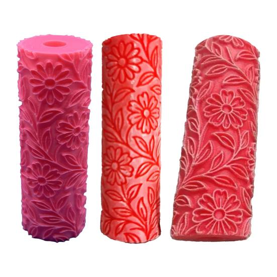 1Pc/1 Set Polymer Clay Flower Texture Roller Pottery Clay Modeling Patterned Roller DIY Household Ceramic Slab Clay Tile Textured Embossing Tools