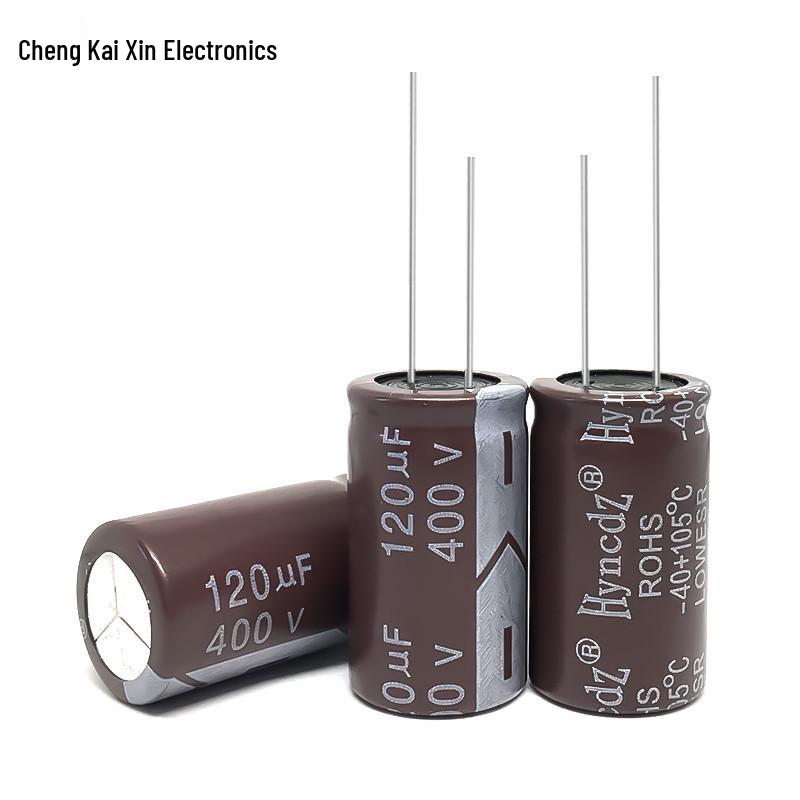 High-Frequency Brown Aluminum Electrolytic Capacitor 400V 120µF 18x30 - Lightning Surge Resistant PET