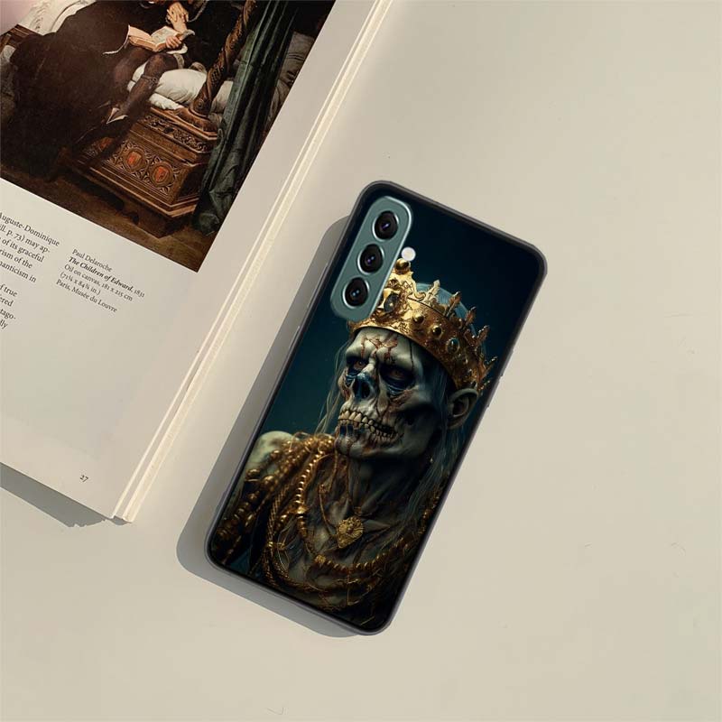 Crown Skeleton Emperor Phone Case for Samsung A54 A14 A24 A34 A17 A37 A57 A55 A35 A25 A15 A07 A05S A04S A12 A22 A32 A52S A72 Gal