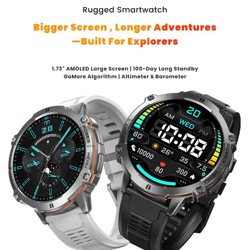 2025 New 1.72" Ultra-large AMOLED Screen Smartwatches Men 1000mAh Battery GPS Track Compass Waterproof Bluetooth Call Bracelets