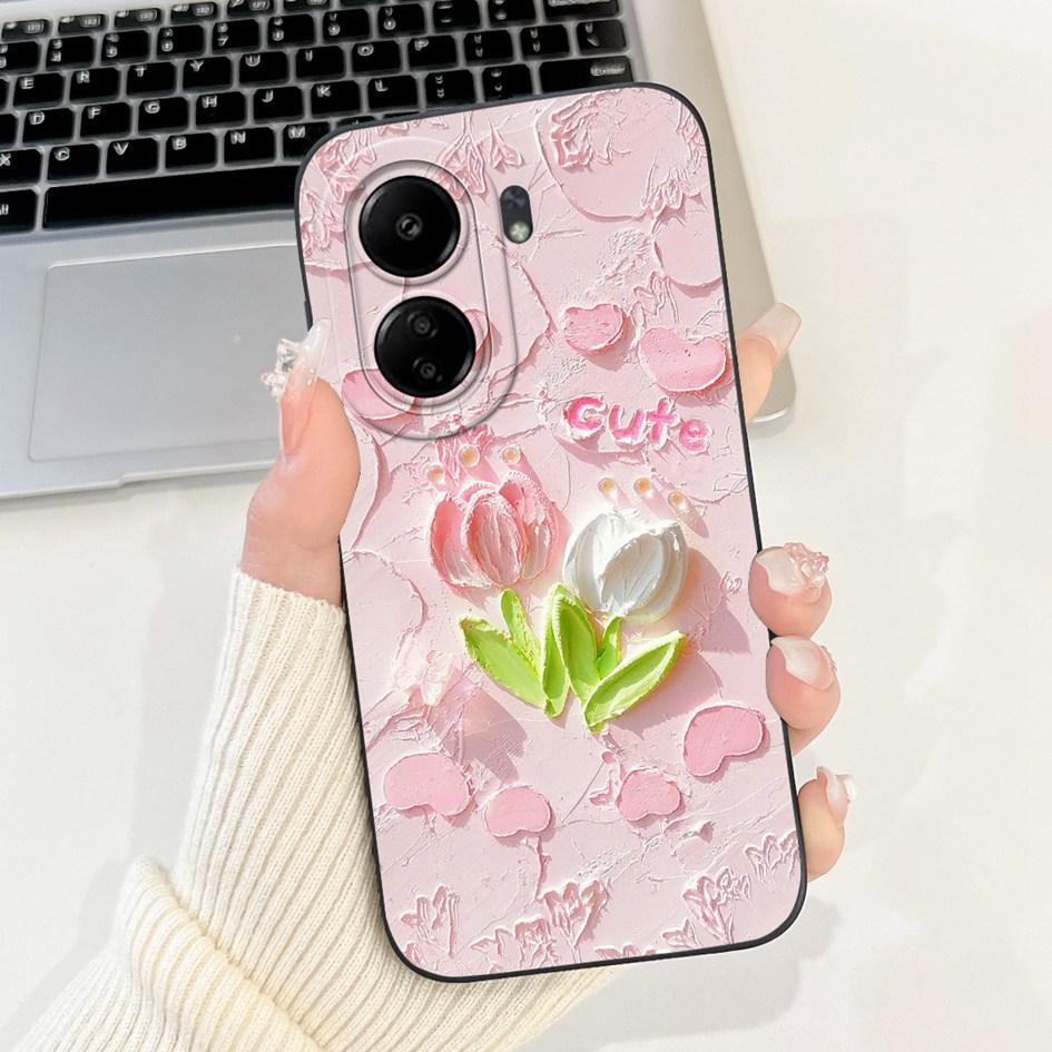 For Xiaomi Redmi 13C Case Cover Popular Flower Bowknot Soft TPU Silicone Shockproof Bumper For Xiaomi Poco C65 Redmi13C 4G Funda